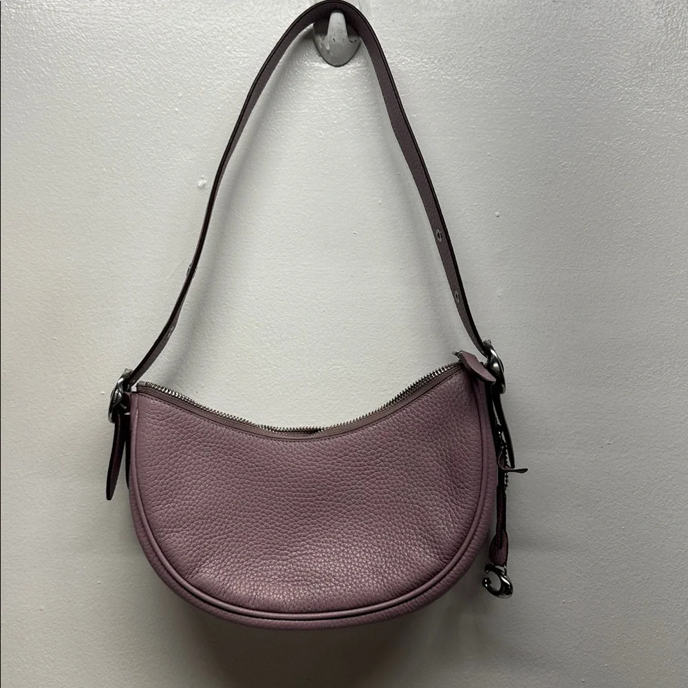 Coach Luna Purse Soft Pebble Leather Shoulder Bag Faded Purple Silver CC438